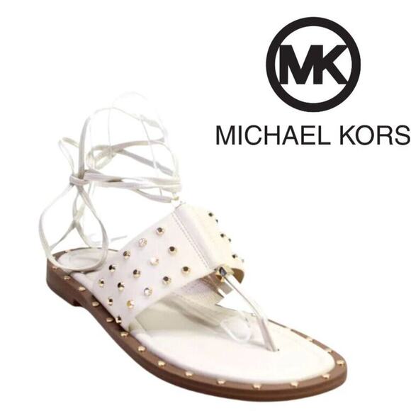 MICHAEL Michael Kors | Biege Jagger Ankle-Tie Studded Leather Sandal | S… - Picture 3 of 16